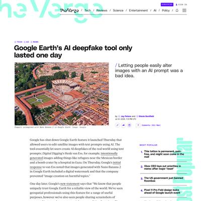 Google Earth’s AI deepfake tool only lasted one day | The Verge