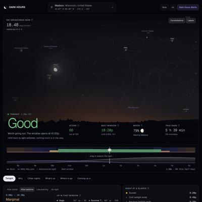 Dark Hours, what's actually visible in your sky tonight
