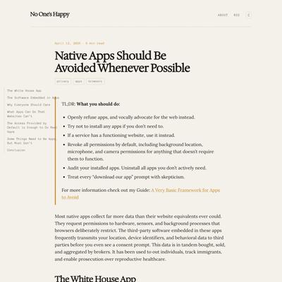 Native Apps Should Be Avoided Whenever Possible — No One's Happy