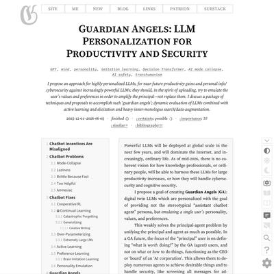 Guardian Angels: LLM Personalization for Productivity and Security · Gwern.net