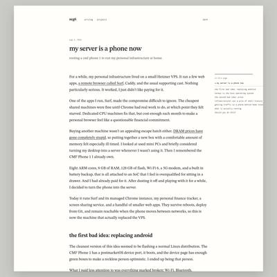 my server is a phone now — seg6