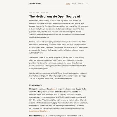 The Myth of unsafe Open Source AI