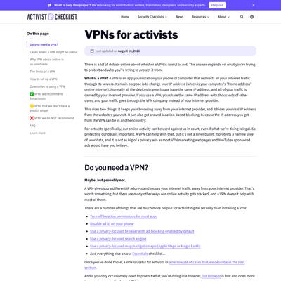 VPNs for activists - do you need one? Myths and recommendations (2026)