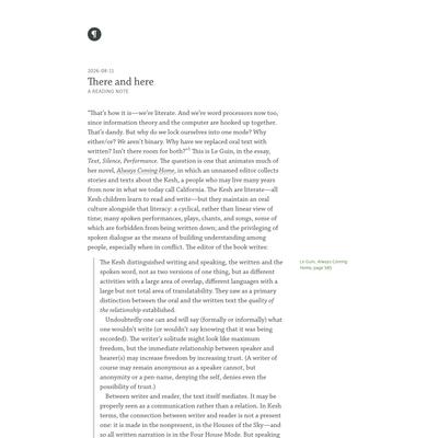 There and here - A Working Library