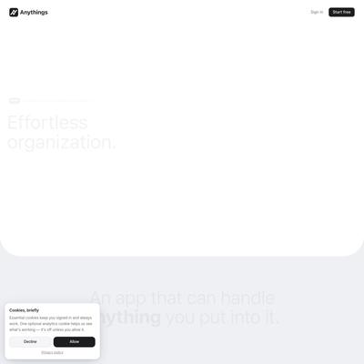 Anythings — Effortless Organization