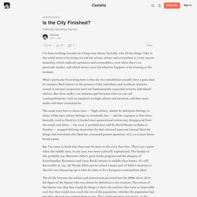 Is the City Finished? - by Sam Kahn - Castalia