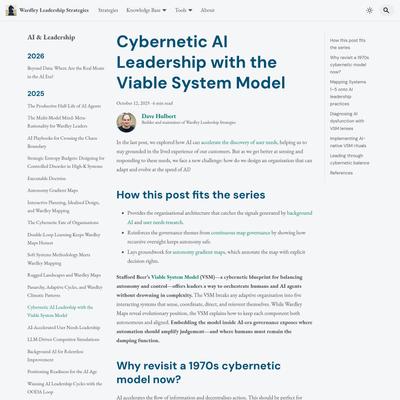 Cybernetic AI Leadership with the Viable System Model | Wardley Leadership Strategies