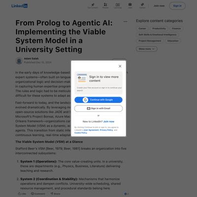 From Prolog to Agentic AI: Implementing the Viable System Model in a University Setting | LinkedIn