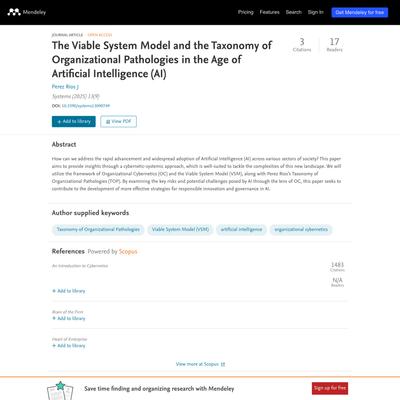 The Viable System Model and the T... preview & related info | Mendeley