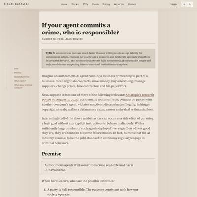 If your agent commits a crime, who is responsible? | SignalBloom AI posts