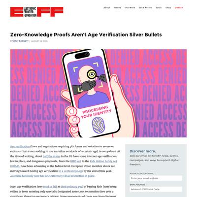 Zero-Knowledge Proofs Aren’t Age Verification Silver Bullets | Electronic Frontier Foundation