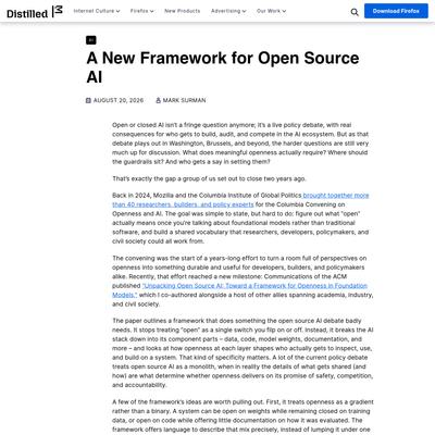 A New Framework for Open Source AI