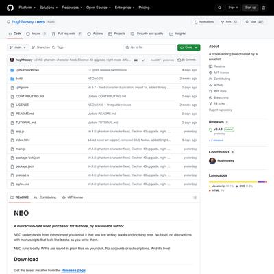 GitHub - hughhowey/neo: A novel-writing tool created by a novelist.