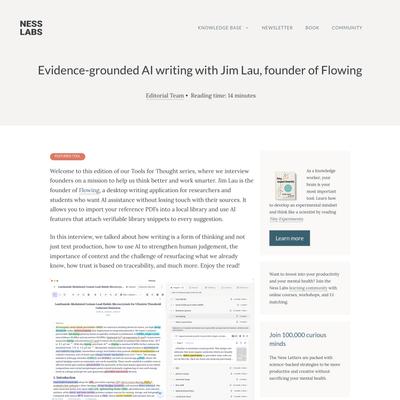 Evidence-grounded AI writing with Jim Lau, founder of Flowing - Ness Labs