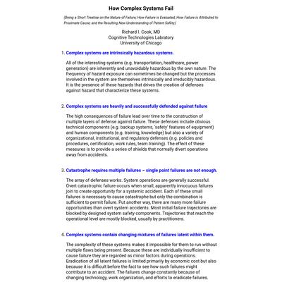 How Complex Systems Fail
