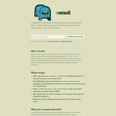 comail: cooperative email for atproto — comail