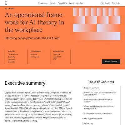 An operational framework for AI literacy in the workplace
