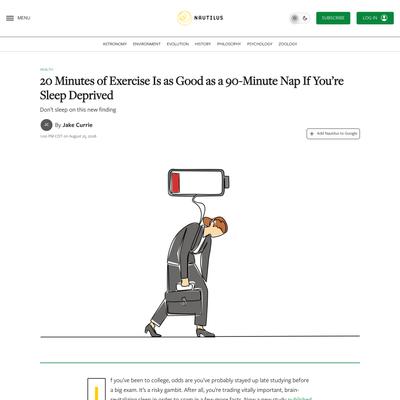 20 Minutes of Exercise Is as Good as a 90-Minute Nap If You’re Sleep Deprived - Nautilus