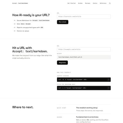 Serve Markdown to AI Agents with Accept Headers