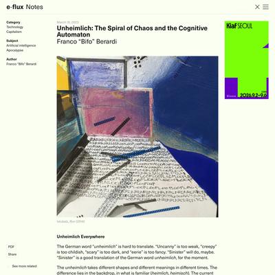 Unheimlich: The Spiral of Chaos and the Cognitive Automaton - Notes - e-flux