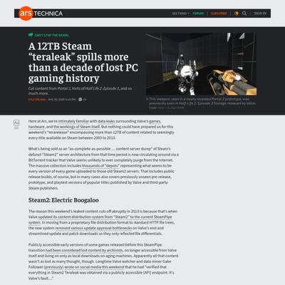 A 12TB Steam “teraleak” spills more than a decade of lost PC gaming history - Ars Technica