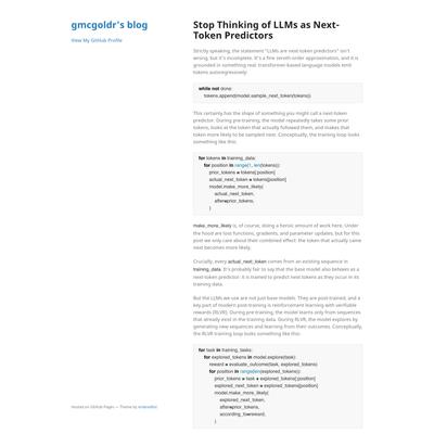 Stop Thinking of LLMs as Next-Token Predictors | gmcgoldr’s blog