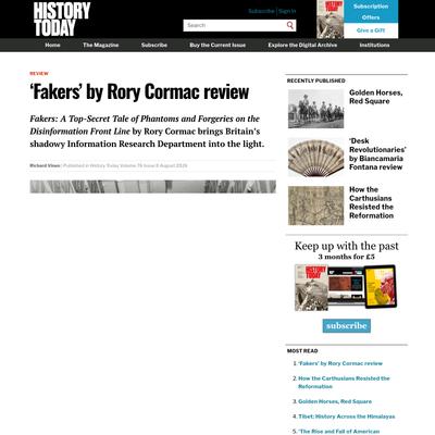‘Fakers’ by Rory Cormac review | History Today