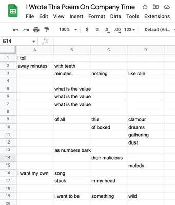 “I Wrote This Poem On Company Time”, Isabelle Correa