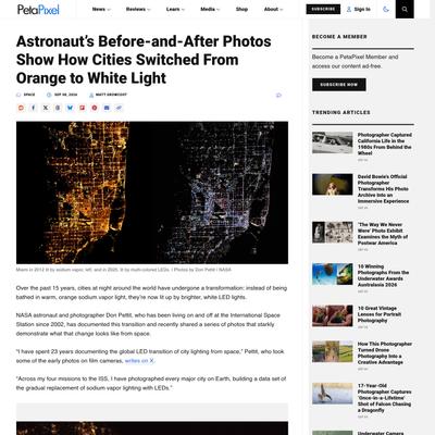 Astronaut’s Before-and-After Photos Show How Cities Switched From Orange to White Light | PetaPixel