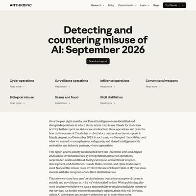 Countering misuse of AI: September 2026 / Anthropic \ Anthropic