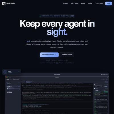 Herdr Studio - Keep every agent in sight