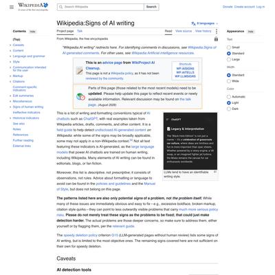 Wikipedia:Signs of AI writing - Wikipedia
