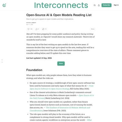 Open-Source AI & Open Models Reading List