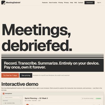 MeetingDebrief - AI Meeting Transcription & Summarization