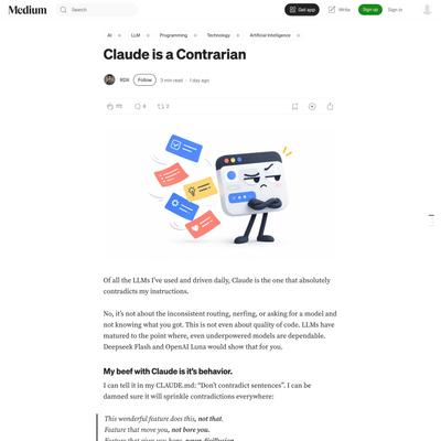 Claude is a Contrarian | by RDX | Medium