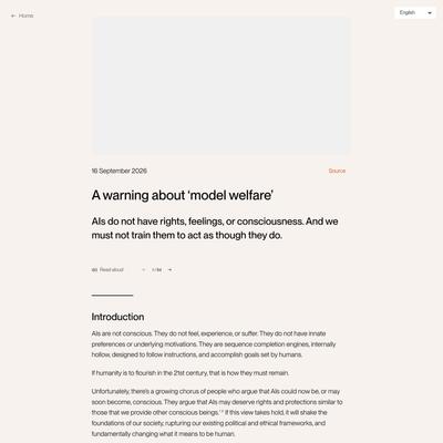 A warning about ‘model welfare’