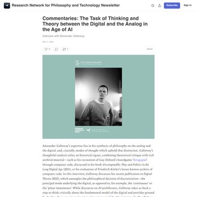 Commentaries: The Task of Thinking and Theory between the Digital and the Analog in the Age of AI