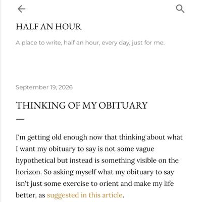 Thinking of My Obituary
