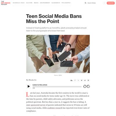Teen Social Media Bans Miss the Point | The MIT Press Reader