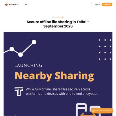 Secure offline file sharing in Tella! - September 2026