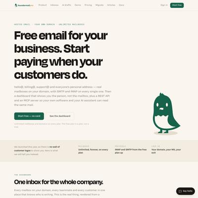 FounderMail — free business email on your domain, sorted by customer