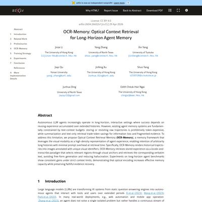 OCR-Memory: Optical Context Retrieval for Long-Horizon Agent Memory