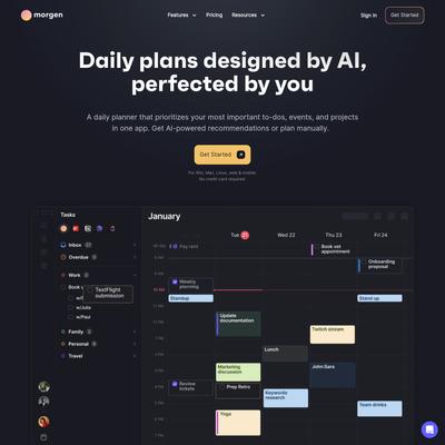 Morgen: AI Daily Planner for Calendars & Tasks