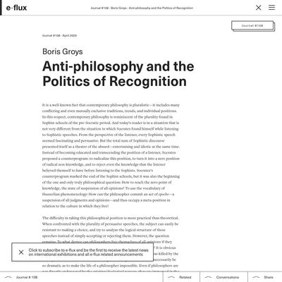 Anti-philosophy and the Politics of Recognition