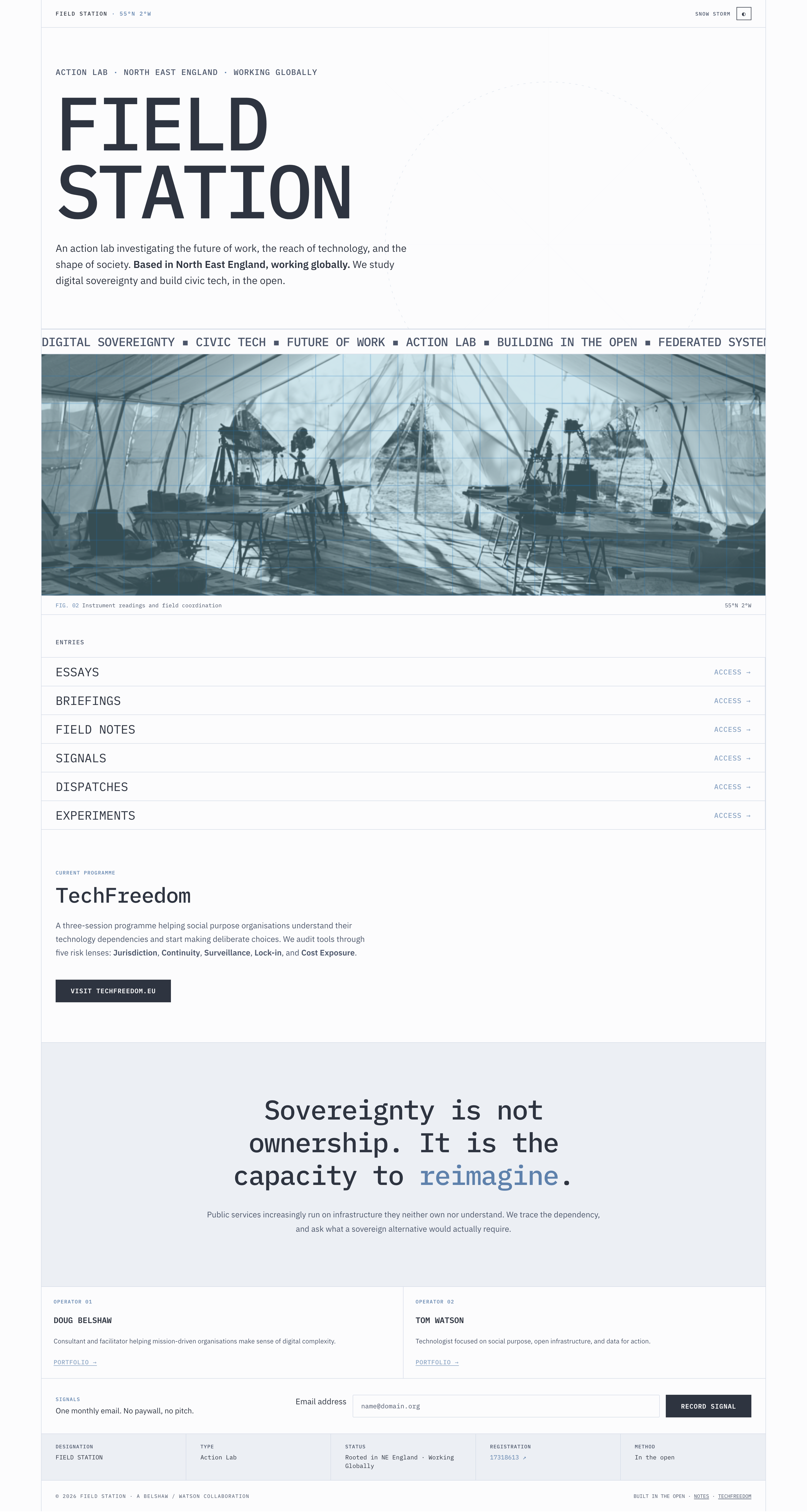 Full-length screenshot of FIELD STATION website