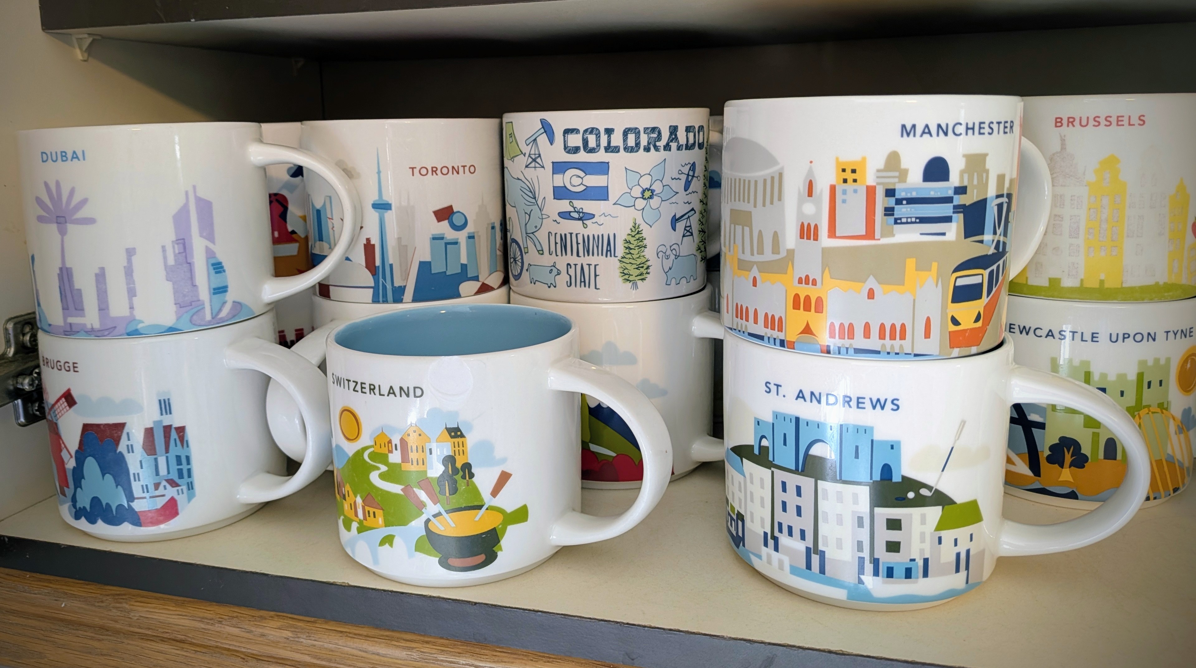 Collection of Starbucks mugs