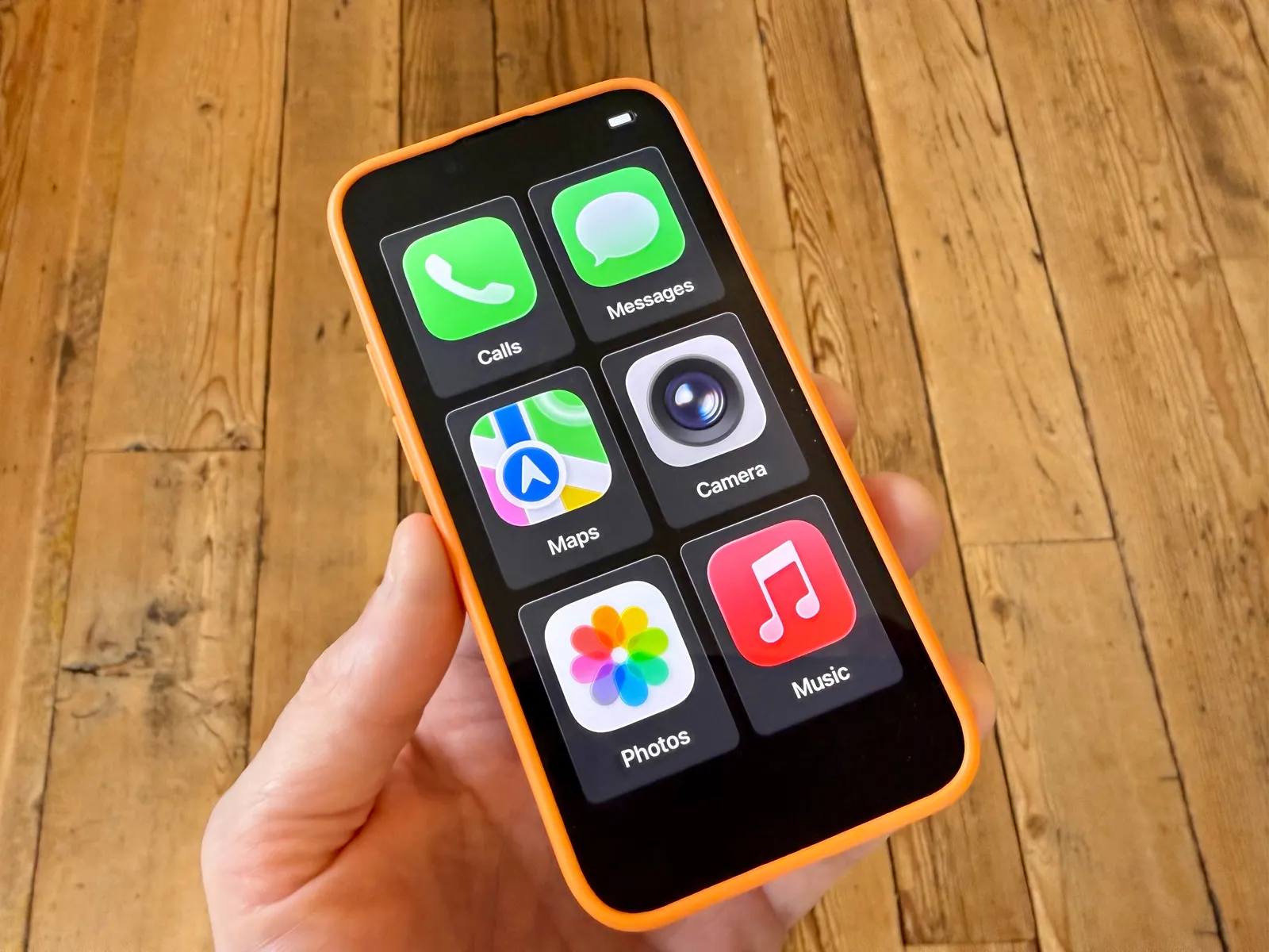 Photo from WIRED of iPhone showing 'Assistive Access' mode