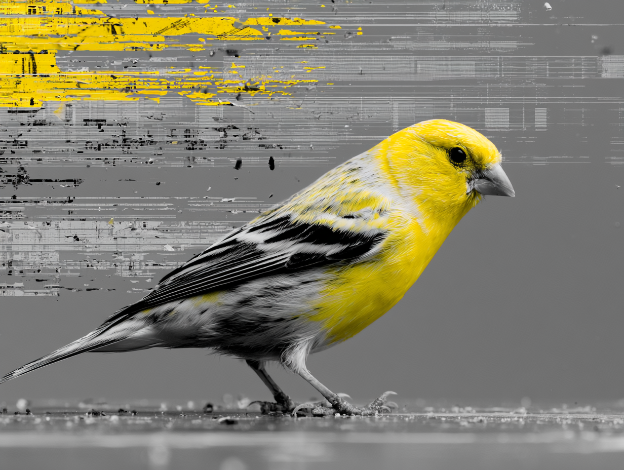 Midjourney-created stylised image of a canary