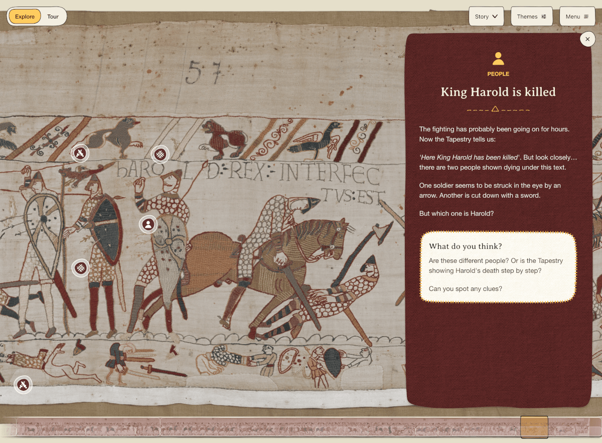 A screenshot of The Bayeux Tapestry online experience