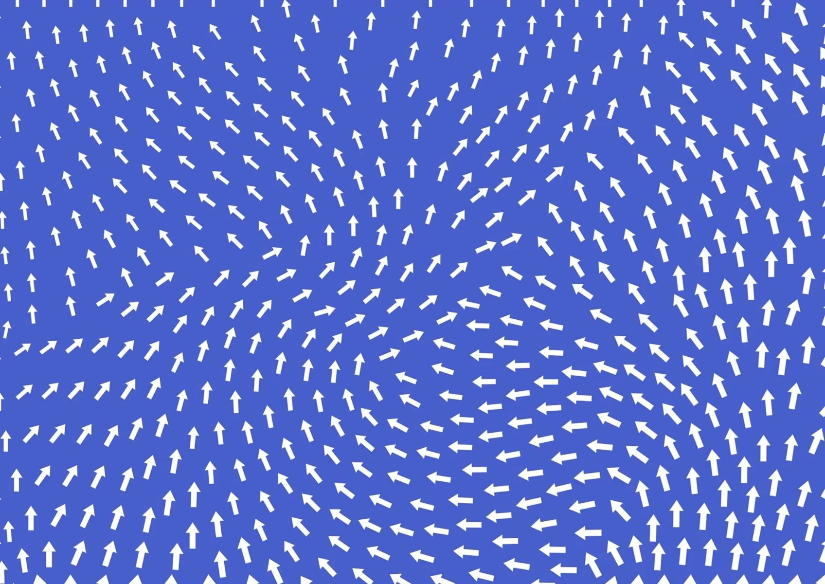 White arrows pointing in different directions on a blue background